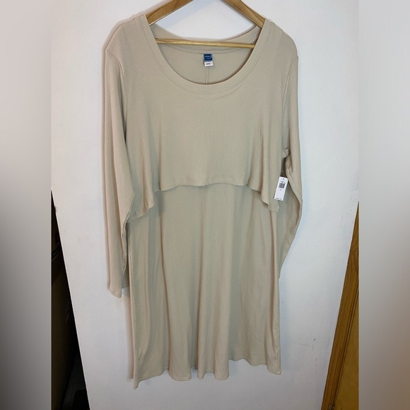 NWT Old Navy Maternity Neutral Ribbed Long Sleeve Dress - Picture 1 of 6